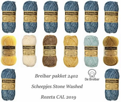 Breibar Pakket 2402 Scheepjes Stone Washed voor Rozeta CAL 2019 - direct leverbaar