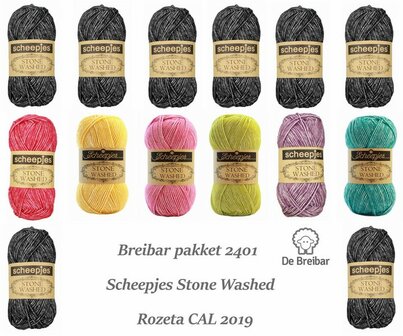 Breibar Pakket 2401 Scheepjes Stone Washed voor Rozeta CAL 2019 - direct leverbaar.