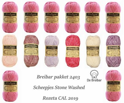 Breibar Pakket 2403 Scheepjes Stone Washed voor Rozeta CAL 2019 - direct leverbaar