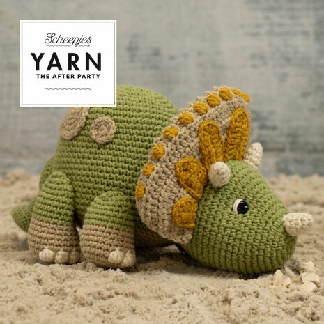 Trico Triceratops van Scheepjes Softfun garen pakket met oogjes en vulling + gratis patroon YARN The After Party nr.105