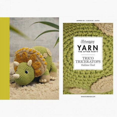 Trico Triceratops van Scheepjes Softfun garen pakket met oogjes en vulling + gratis patroon YARN The After Party nr.105