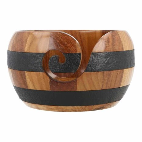 Scheepjes Yarn bowl teakhout-rozenhout-leer 15x9cm